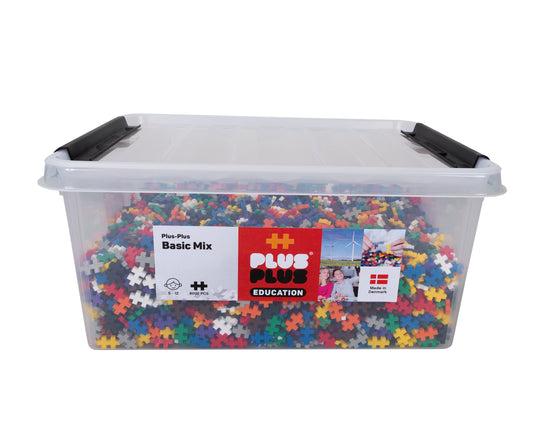 6000 gekleurde bouwstenen Plus-Plus in een opbergbox